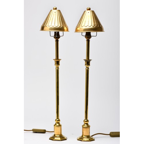 947 - A PAIR OF BRASS TABLE LAMPS, MODERN