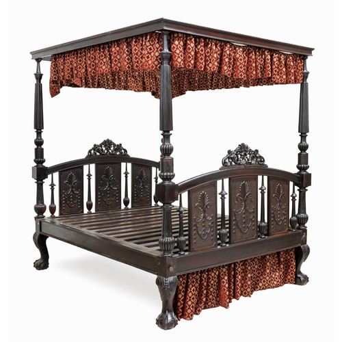 616 - AN EBONISED FOUR POSTER TESTER BED