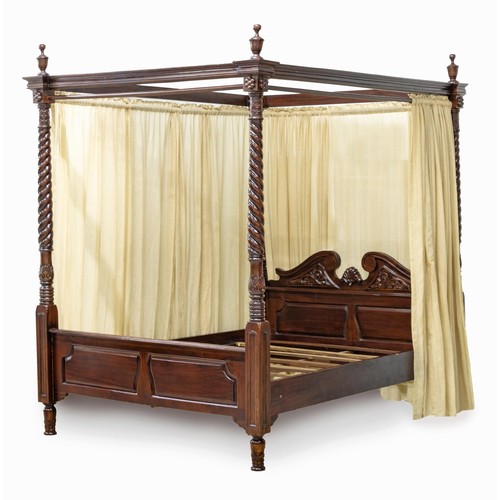 614 - A MAHOGANY FOUR POSTER TESTER BED