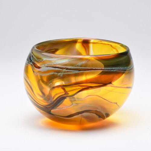 915 - A GUIDO VAN BESOUW YELLOW GLASS BOWL