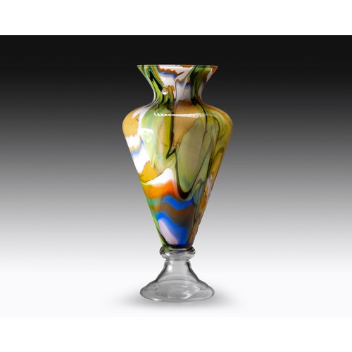 929 - A MONUMENTAL ITALIAN GLASS PEDESTAL VASE, 20TH CENTURY