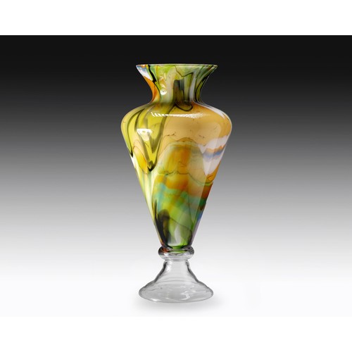 929 - A MONUMENTAL ITALIAN GLASS PEDESTAL VASE, 20TH CENTURY