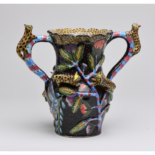 854 - AN ARDMORE VASE WITH HANDLES, 1996