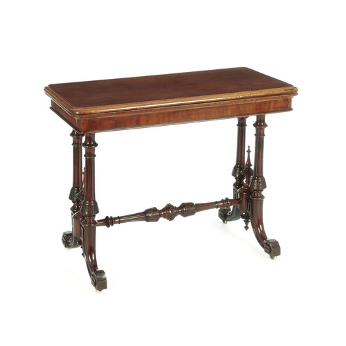 311 - A VICTORIAN MAHOGANY FOLD OVER TEA TABLE, LATE 19TH CENTURY