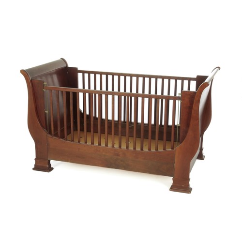 313 - A LARGE MAHOGANY REGENCY-STYLE CHILD'S COT