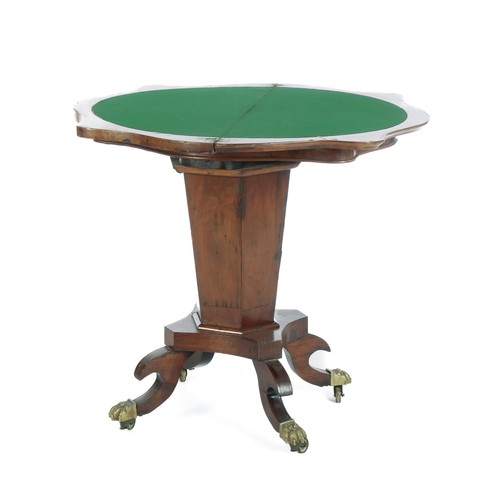 314 - A VICTORIAN WALNUT FOLD OVER GAMES TABLE