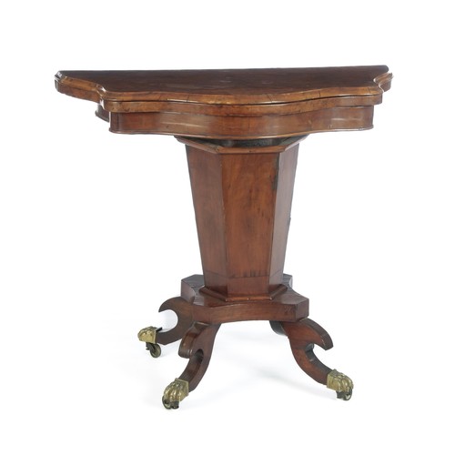 314 - A VICTORIAN WALNUT FOLD OVER GAMES TABLE