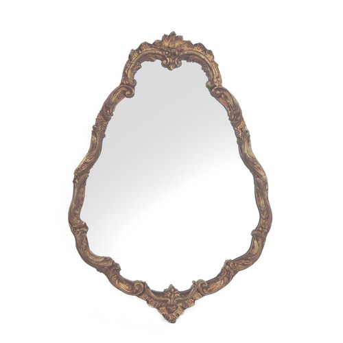 318 - AN ITALIAN-STYLE SHIELD SHAPED GILT-WOOD WALL MIRROR