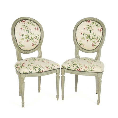 326 - A PAIR OF PAINTED SHIELD BACK OCCASIONAL CHAIRS