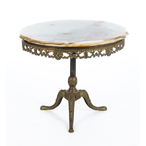 328 - A GILT-METAL MARBLE-TOPPED OCCASIONAL TABLE