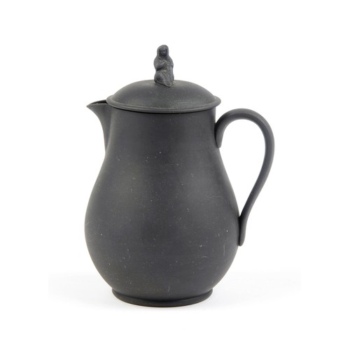 884 - A WEDGWOOD BLACK BASALT 'WIDOW' FINIAL COFFEE POT