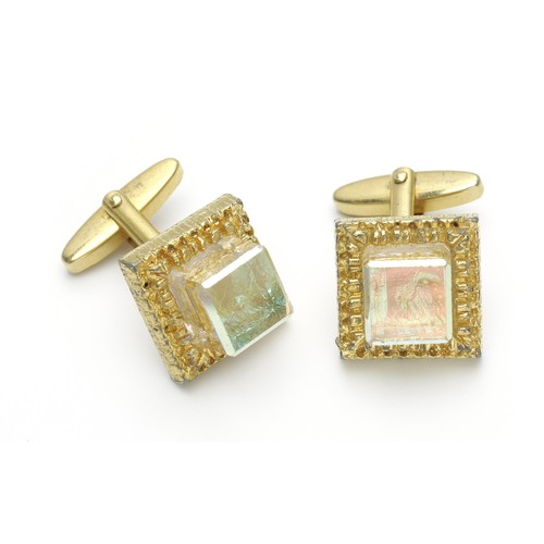 1395 - A PAIR OF GENTLEMAN'S GOLD PLATED CUFFLINKS, CIRCA 1970