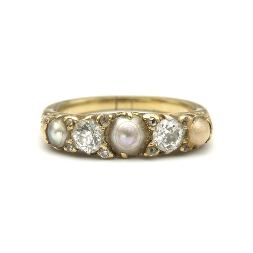 1453 - AN OPAL AND DIAMOND DRESS RING