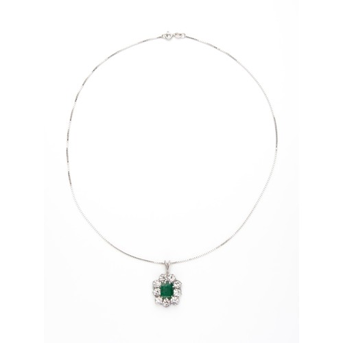 1461 - AN EMERALD AND DIAMOND PENDANT