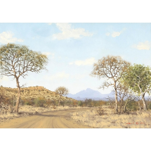 549 - Martin (Marthinus Stephanus) Koch (South African 1940 - ) DIRT ROAD BETWEEN TREES