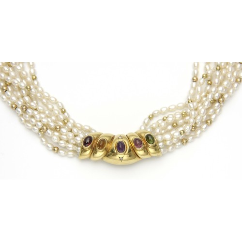 801 - A GEMSTONE PEARL NECKLACE