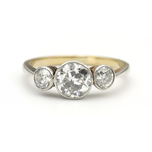 1421 - A DIAMOND TRILOGY RING, 1.20 CARATS