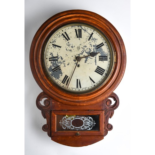 284 - A VICTORIAN ROSEWOOD RAILWAY CLOCK