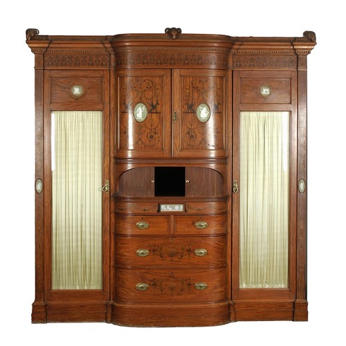 605 - AN EDWARDIAN GENTLEMAN'S SATINWOOD WARDROBE, EARLY 20TH CENTURY