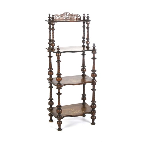 1147 - A VICTORIAN WALNUT FOUR-TIER WHATNOT