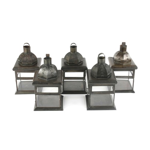 967 - A SET OF FIVE CANDLE LANTERNS