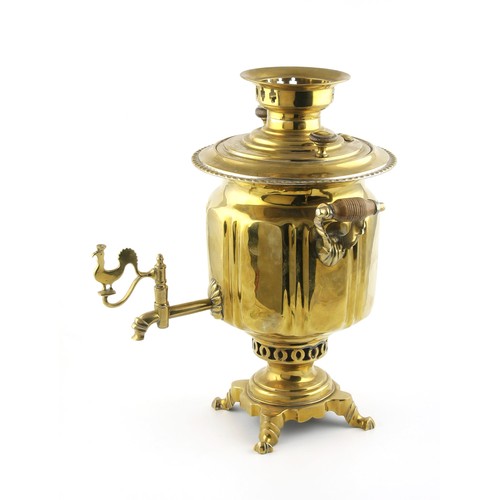 413 - A RUSSIAN BRASS SAMOVAR, CIRCA 1900