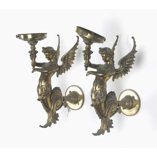 420 - A PAIR OF GILT METAL SCONCES