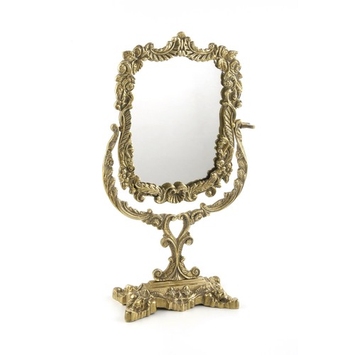 408 - A BRASS TABLE MIRROR