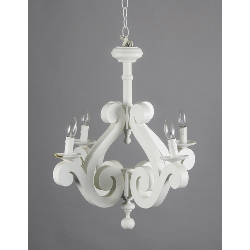 943 - A WHITE-PAINTED FOUR-LIGHT CHANDELIER