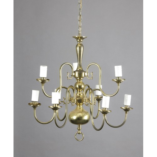 941 - A BRASSED EIGHT-LIGHT CHANDELIER