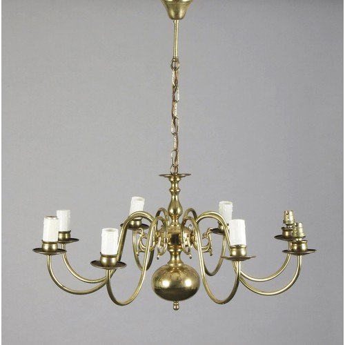 940 - A BRASSED NINE-LIGHT CHANDELIER