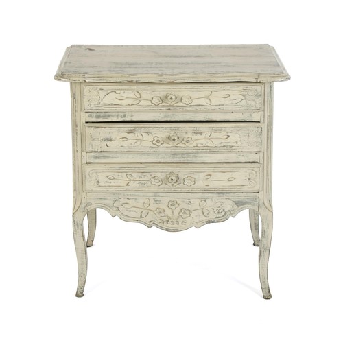 310 - A FRENCH CREAM-PAINTED SMALL CHEST OF DRAWERS