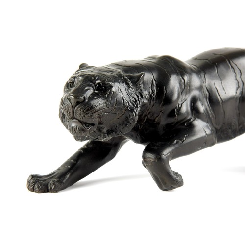 984 - A JAPANESE PATINATED BRONZE FIGURE OF A TIGER, MEIJI PERIOD, 1868 - 1912