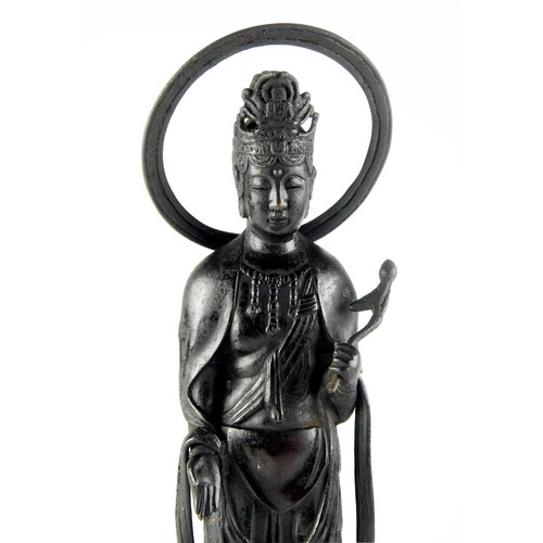 986 - A JAPANESE IRON FIGURE OF KANNON, EDO PERIOD, 1603 - 1867