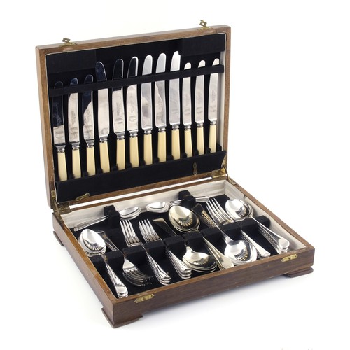 271 - A CASED SET OF ELECTROPLATED BONE-HANDLED CUTLERY