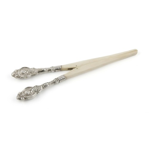 276 - A VICTORIAN PAIR OF BONE TONGS, DOWLER AND SONS, BIRMINGHAM, 1903