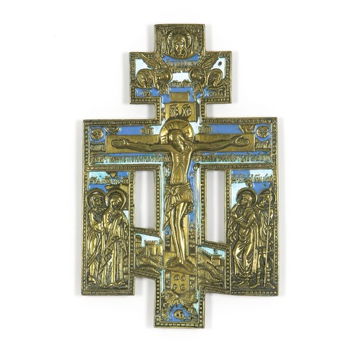 983 - A RUSSIAN ORTHODOX BRONZE AND ENAMEL 