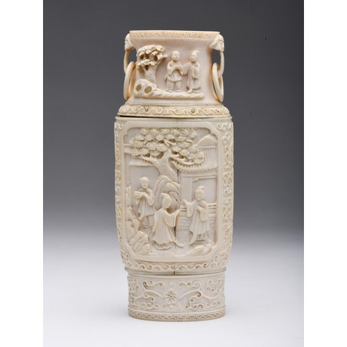 990 - A CHINESE TUSK VASE, PEOPLE