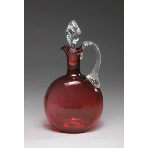 580 - A CRANBERRY GLASS EWER