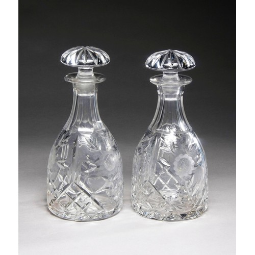 590 - A PAIR OF CRYSTAL DECANTERS