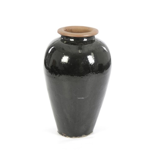 612 - A STONEWARE BLACK GLAZED POT