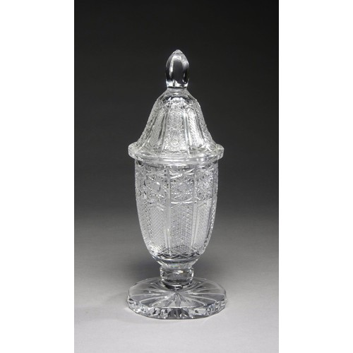 599 - A POLISH CUT-CRYSTAL CANDY JAR AND COVER