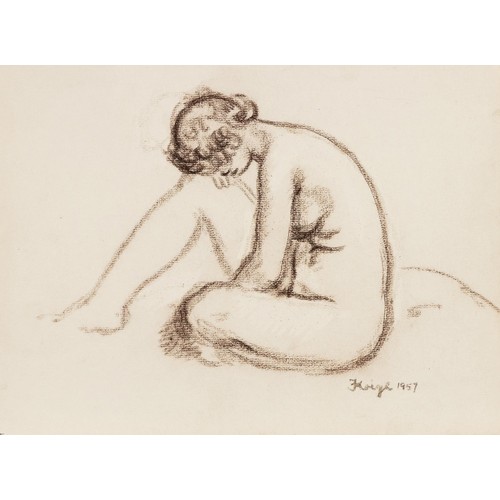 360 - Francois Krige (South African 1913 - 1994) SEATED NUDE WITH HEAD RESTING ON HAND; SEATED NUDE WITH H... 