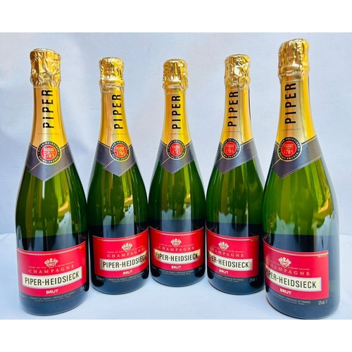 186 - 5 x NV Champagne Piper Heidsieck Brut (750ml), Provenance: Restaurant Mosaic Wine Cellar Collection