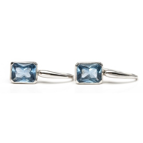 757 - A PAIR OF BLUE TOPAZ EARRINGS