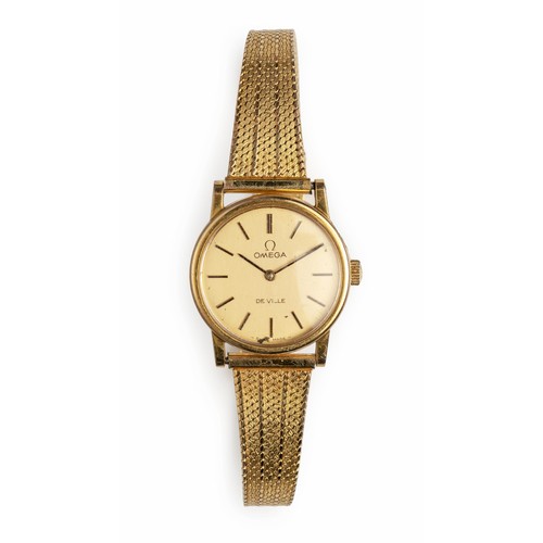 554 - A LADIES' GOLD-PLATED WRISTWATCH, OMEGA DE VILLE