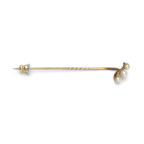 709 - A GOLD AND PEARL TIE PIN