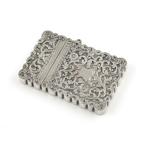 905 - A VICTORIAN SILVER CARD CASE, ROBERT THORNTON, BIRMINGHAM, 1876