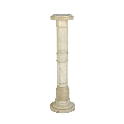 644 - A MOTTLED WHITE MARBLE COLUMN IN TWO SECTIONS, EARLY 20TH CENTURY