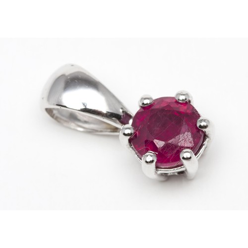 107 - A RUBY SOLITAIRE PENDANT